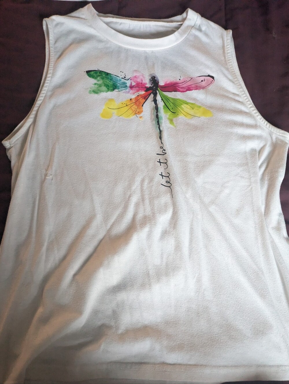Vibrant "Let It Be" Watercolor Boho Casual Dragonfly Tank Y2k✨